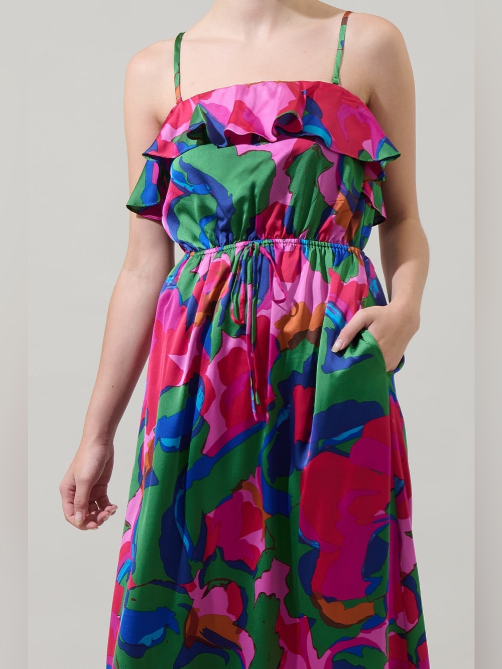 NWT Sugarlips Evolet Floral Paige Ruffled Midi Dress - Picture 4 of 4